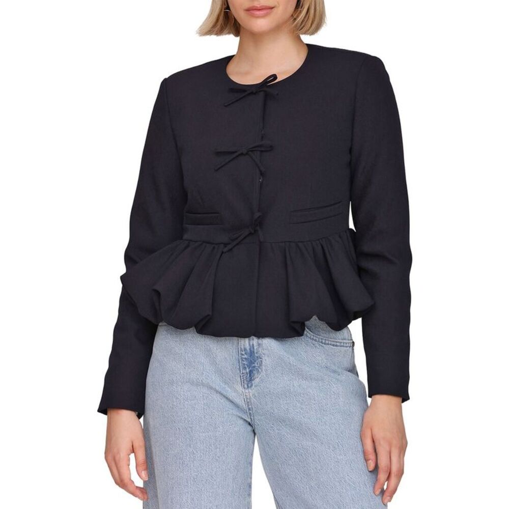 Avec Les Filles Womens Button Down Jacket, Blue